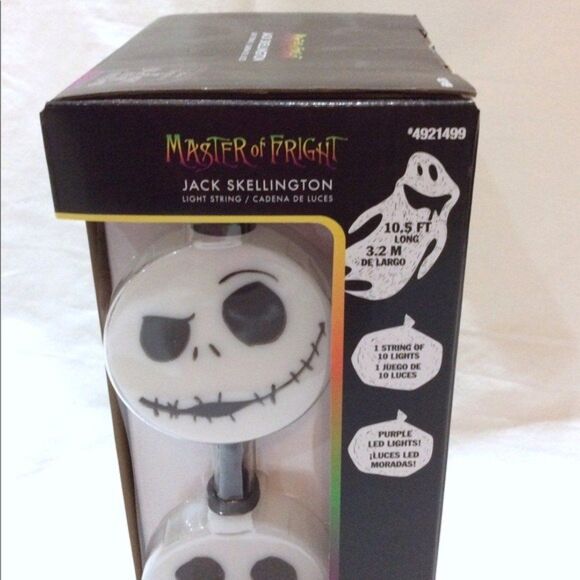 Jack Skellington LED Light String Halloween 10.5' Nightmare Before Christmas New - Picture 2 of 4